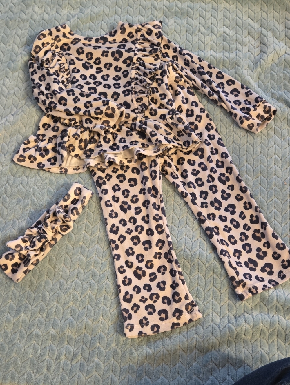 Toddler Leopard Print Top, Pants & Headband Set